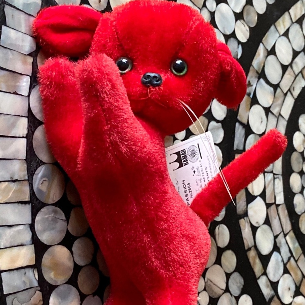 1968 Vintage Red Cat Plush By Kamar With Original Tags